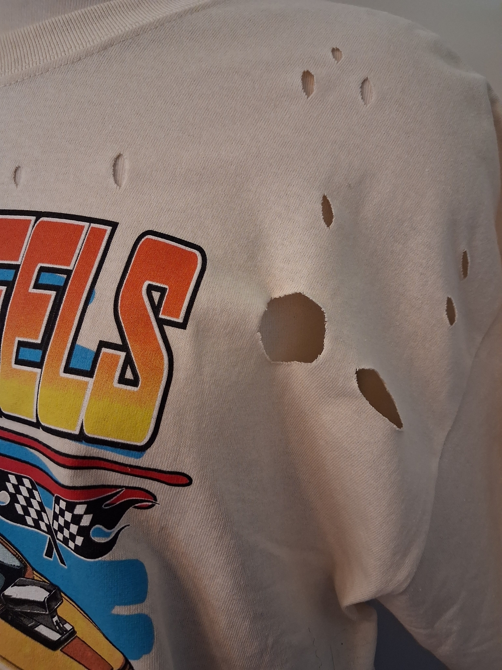 Women's Cream Graphic Tee - Orange & Yellow Racing Car - Picture 2 of 5